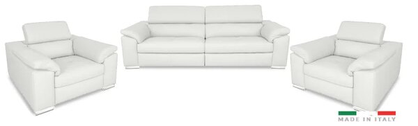 Moderní kožená sedací souprava LOREN II 3+1+1, bílá (madras - 122 white)