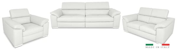 Moderní kožená sedací souprava LOREN II 3+2+1, bílá (madras - 122 white)