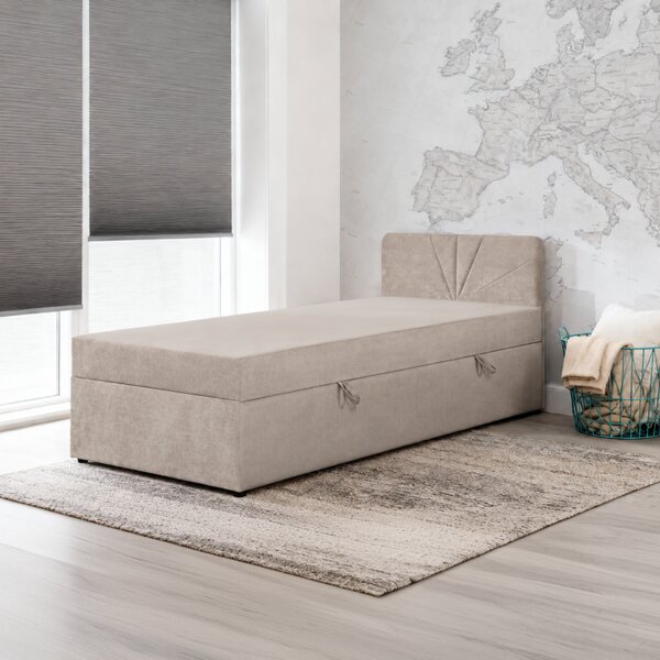KONDELA Boxspringová postel, jednolůžko, béžová, 90x200, univerzální, SUPA