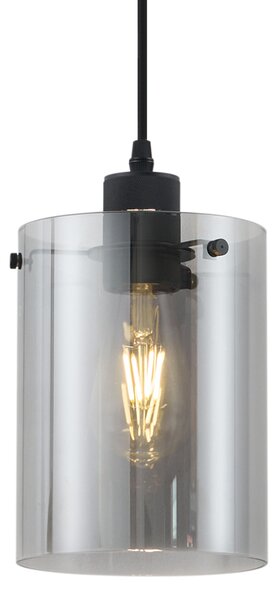 Moderní bodové svítidlo černé s kouřovým sklem pro 1fázový kolejnicový systém - Iconic Dome