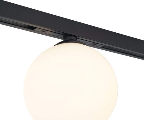 Moderní stropní svítidlo černé s bílým sklem pro 1fázový kolejnicový systém - Slimline Eira