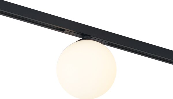 Moderní stropní svítidlo černé s bílým sklem pro 1fázový kolejnicový systém - Slimline Eira