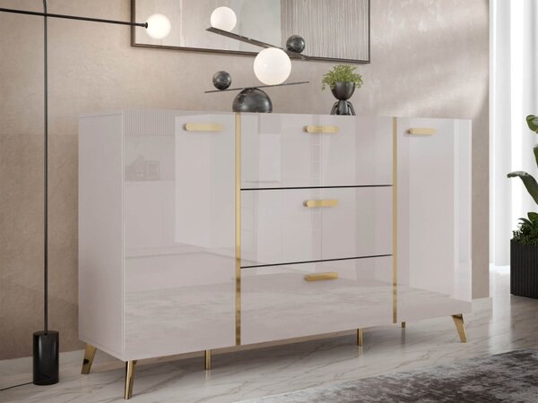 Komoda Rostiw 150 2D3SZ, Barva: kašmír / kašmírový lesk + zlatá 5903211401657