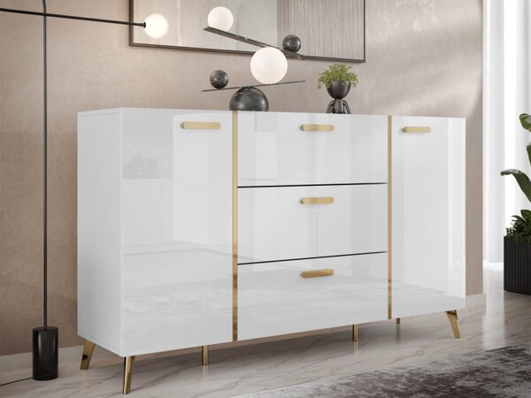 Komoda Rostiw 150 2D3SZ, Barva: kašmír / kašmírový lesk + zlatá 5903211401657