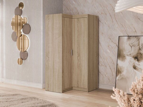 Rohová šatní skříň Melen 2D, Barva: dub lefkas 5903211403668