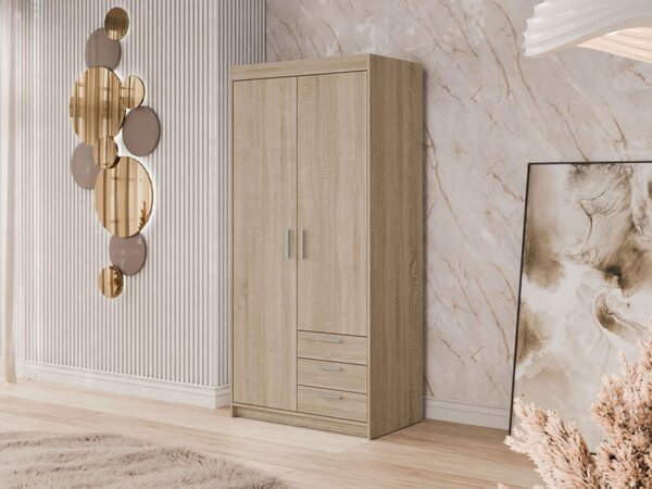 Šatní skříň Melen 2D3S, Barva: dub lefkas 5903211403637