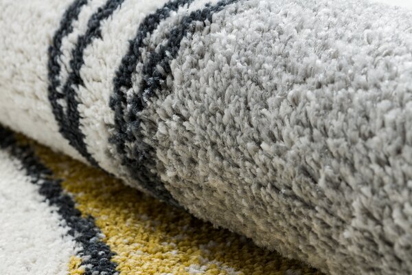Makro Abra Kusový koberec FUSION 5868 Moderní Abstraktní bílý žlutý Rozměr: 80x150 cm
