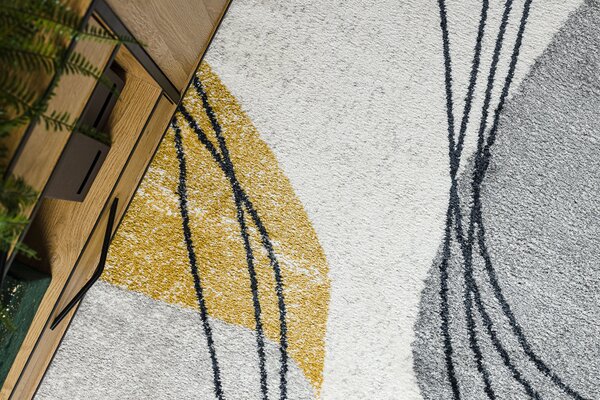 Makro Abra Kusový koberec FUSION 5868 Moderní Abstraktní bílý žlutý Rozměr: 80x150 cm