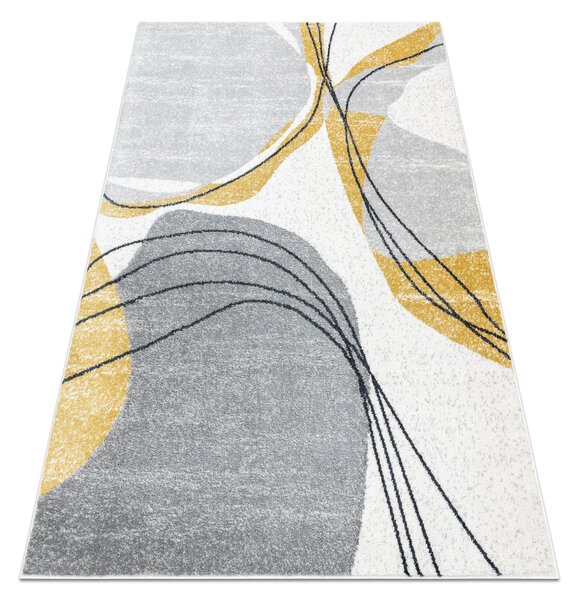 Makro Abra Kusový koberec FUSION 5868 Moderní Abstraktní bílý žlutý Rozměr: 80x150 cm