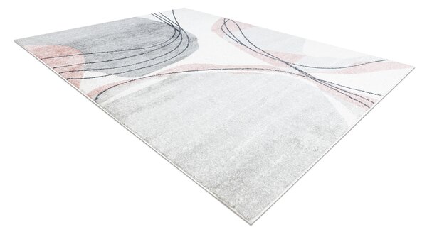 Makro Abra Kusový koberec FUSION 5868 Moderní Abstraktní bílý tmavě růžový Rozměr: 80x150 cm