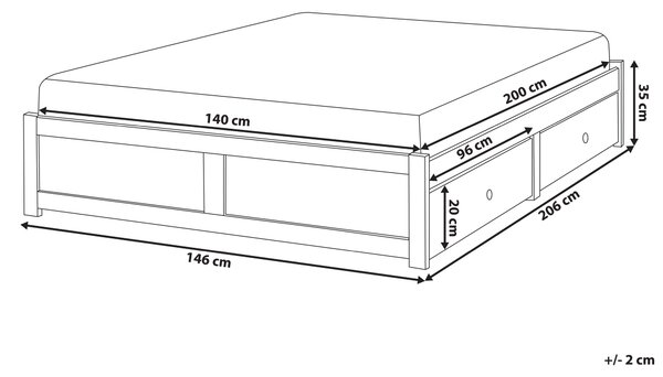 Postel s úložnými zásuvkami bez čela BRUX 140 x 200 cm Bílá
