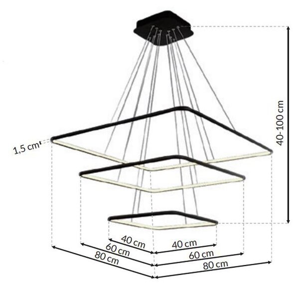 Závěsné LED svítidlo Nix, 3x LED 117w, 3000k, b