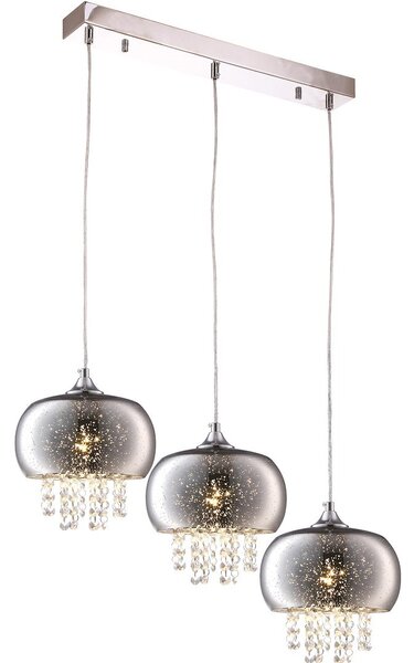 Závěsné svítidlo Starlight, 3x krystalky/chromové skleněné stínítko, ch