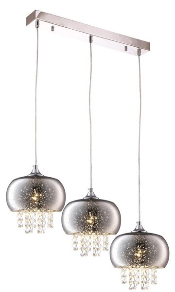 Závěsné svítidlo Starlight, 3x krystalky/chromové skleněné stínítko, ch