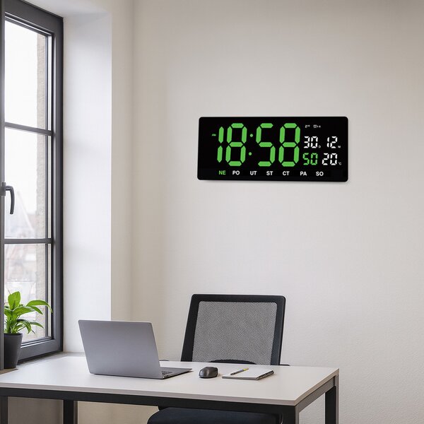 JVD Digitální černé hodiny s LED zelenými číslicemi JVD DH3604.4
