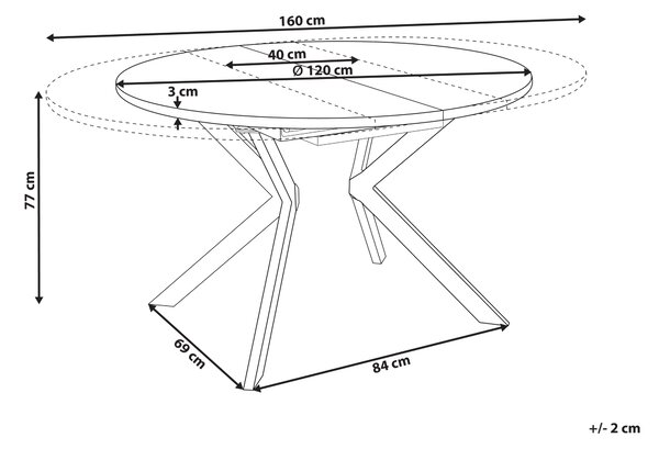 Rozkládací jídelní stůl CARLEA Světle hnědá 120/160 cm 120 cm