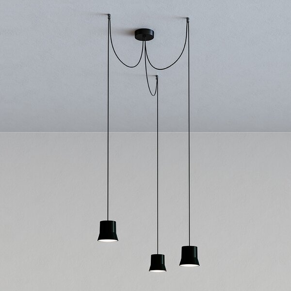 Artemide 0232520A GIO.light cluster, černé designové svítidlo pavouk, 3x7,6W LED 3000K, prům. 10,7cm