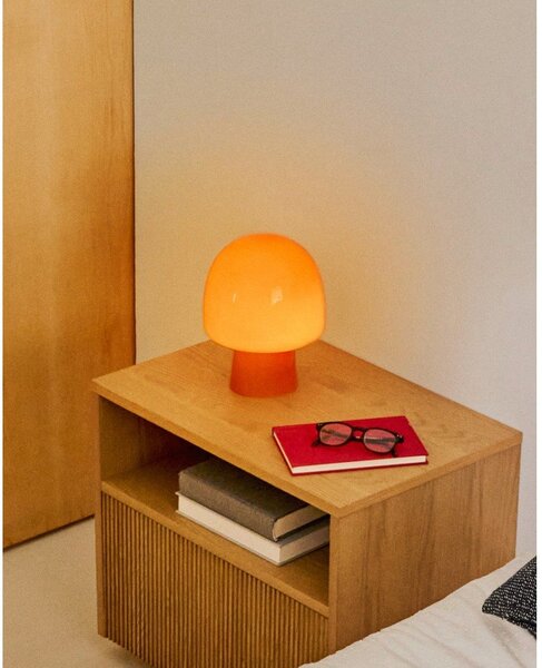 Oranžová stolní lampa se skleněným stínidlem (výška 20 cm) Reig – Kave Home