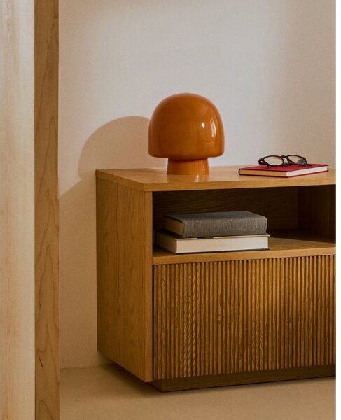 Oranžová stolní lampa se skleněným stínidlem (výška 20 cm) Reig – Kave Home