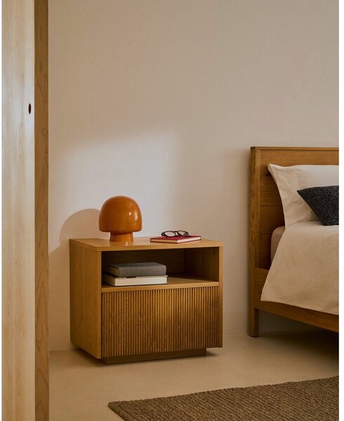 Oranžová stolní lampa se skleněným stínidlem (výška 20 cm) Reig – Kave Home