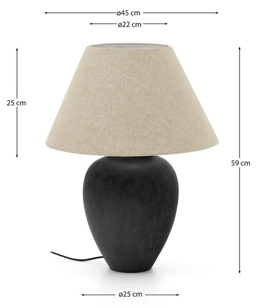 Černo-béžová stolní lampa s textilním stínidlem (výška 60 cm) Mercadal – Kave Home