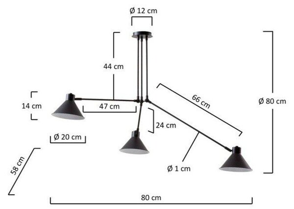Černé stropní svítidlo 80x80 cm Dione – Kave Home