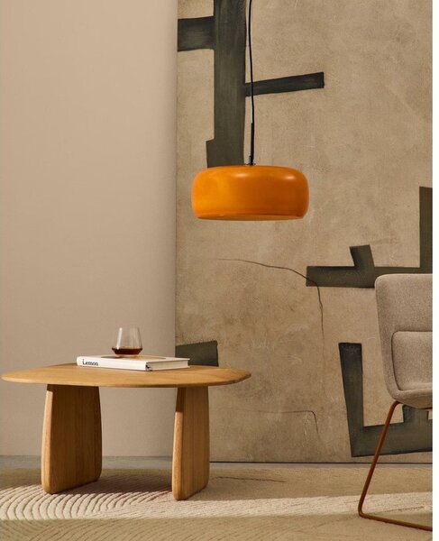 Oranžové LED závěsné svítidlo se skleněným stínidlem ø 38 cm Reig – Kave Home