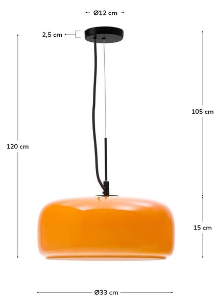 Oranžové LED závěsné svítidlo se skleněným stínidlem ø 38 cm Reig – Kave Home