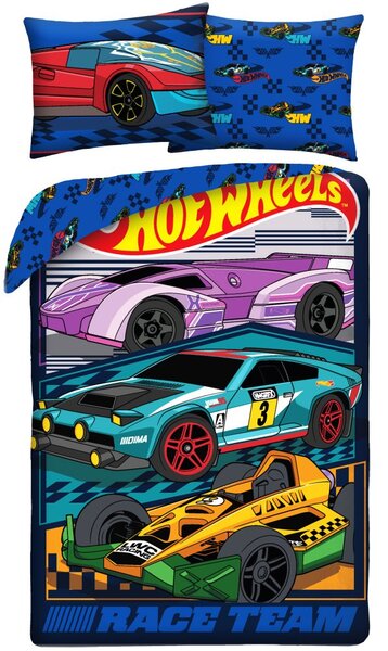 Oboustranné ložní povlečení z mikrovlákna Hot Wheels – Race Team