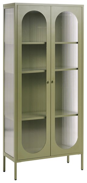 Skleněná vitrína FOXTON Kov 80 cm Zelená