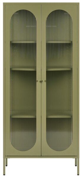 Skleněná vitrína FOXTON Kov 80 cm Zelená