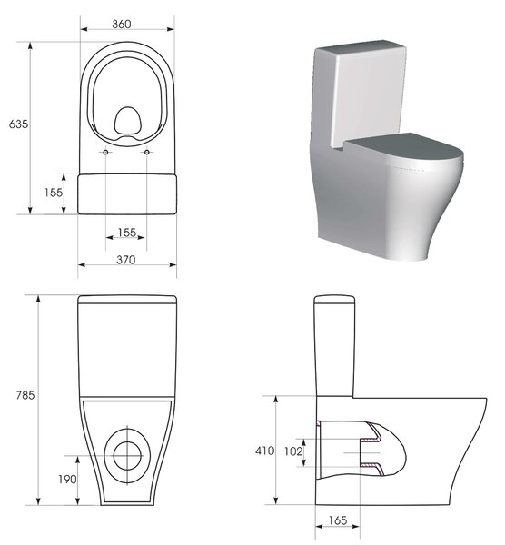 Cersanit Zen kompaktní wc s deskou s pomalým sklápěním bílá K100-395