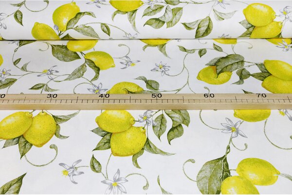 Dekorační látka Bavlna Panama Citrony, š. 140 cm Barva Žlutá Rozměry Vzorek (10x10 cm +/-1 cm)