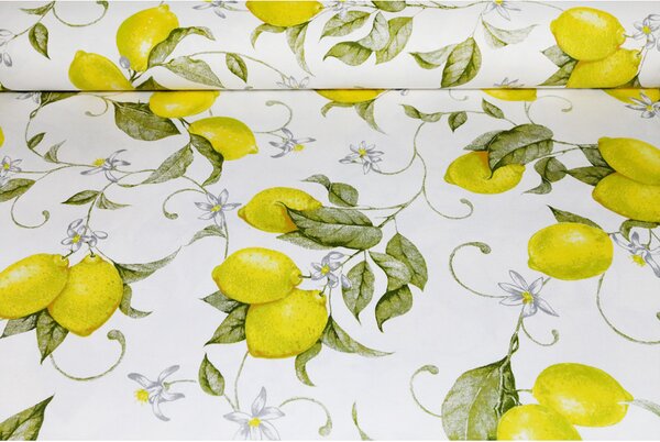 Dekorační látka Bavlna Panama Citrony, š. 140 cm Barva Žlutá Rozměry Vzorek (10x10 cm +/-1 cm)
