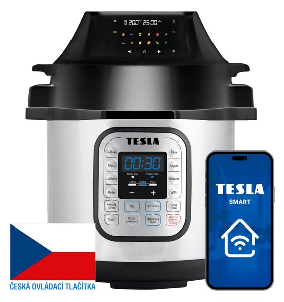 TESLA EliteCook K70 WiFi Duo - multifunkční elektrický tlakový hrnec a horkovzdušná fritéza