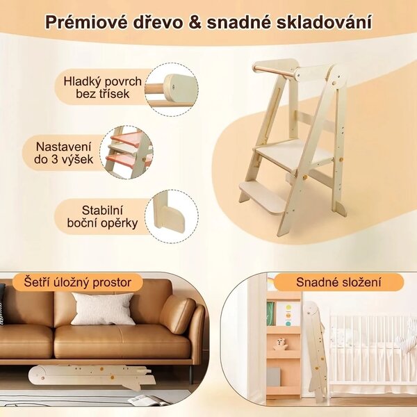 Babytower™ Dřevěná Nastavitelné Učící Věž