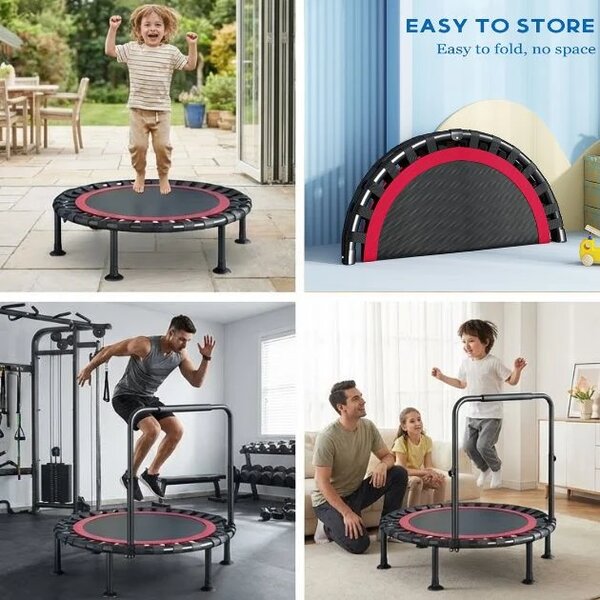 Bouncepro™ Skládací Trampolína S Nastavitelným Madlem