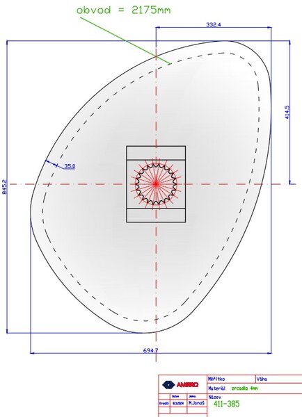 Zrcadlo AMBIENTE ORGANIC 90 x 60 cm s LED podsvícením po celém obvodu 411-385
