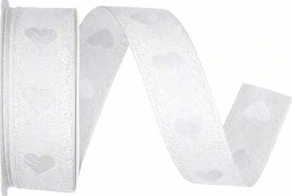 Taftová stuha WHITE PASSION – bílá 25mm x 2m