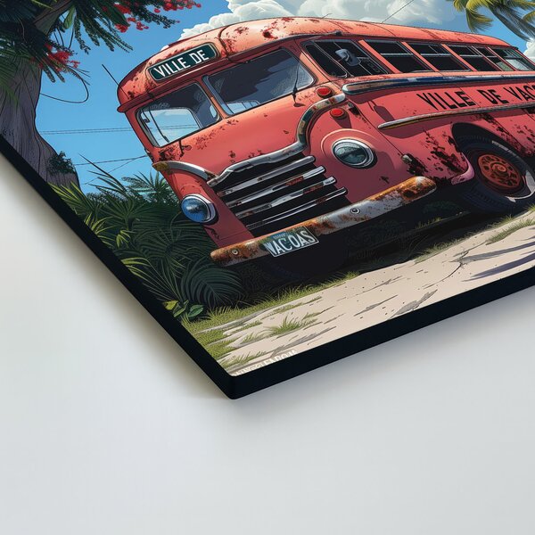 DUBLEZ | Retro dřevěný obraz - Autobus | UV tisk, Premium