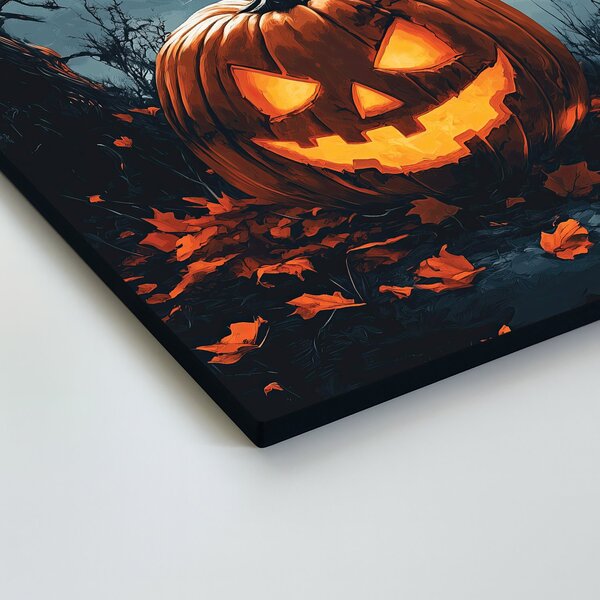 DUBLEZ | Dřevěný obraz - Halloweenská dýně | UV tisk, Premium