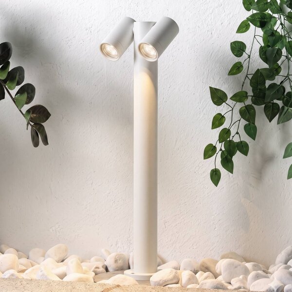 PRIOS Osvětlení cesty Tulimar, 2žárovkové, 60 cm, bílé, IP65, stmívatelný, Bílá / opál, Hliník, Moderní