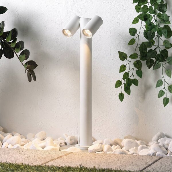 PRIOS Osvětlení cesty Tulimar, 2žárovkové, 60 cm, bílé, IP65, stmívatelný, Bílá / opál, Hliník, Moderní