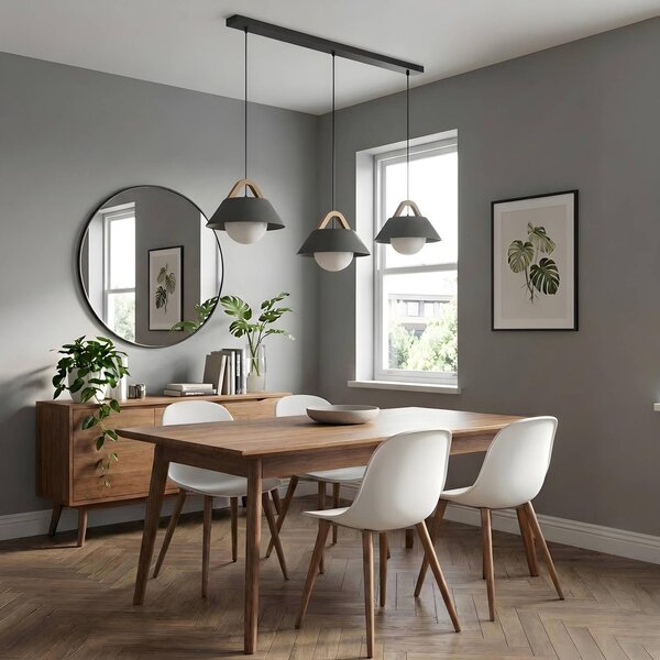 Luminex Závěsné světlo Funda, černé, délka 110 cm, 3ramenné, kov/sklo, stmívatelný, Černá, Obývací pokoj / jídelna, kov, Skandinávský