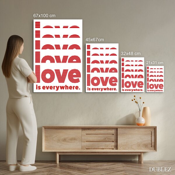 DUBLEZ | Moderní obraz s nápisem - Love is everywhere | UV tisk, Premium