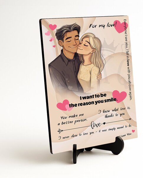 DUBLEZ | Dřevěný obraz s vyznáním lásky - For my love | UV tisk, Premium