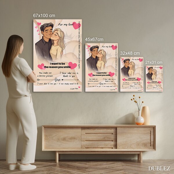 DUBLEZ | Dřevěný obraz s vyznáním lásky - For my love | UV tisk, Premium