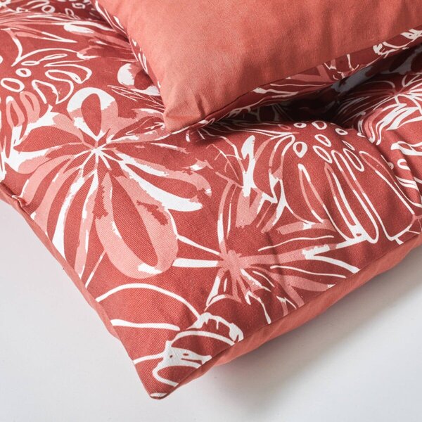 Přikrývka z mikrovlákna s potiskem tropických listů 400g/m2 terakota 60x120x10 cm