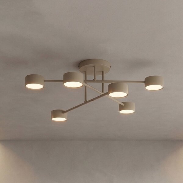 EMIBIG LIGHTING Stropní světlo HALO, béžové, Ø 60 cm, 6žárovkové, kovové, GX53, stmívatelný, Krémová / jantar, Obývací pokoj / jídelna, kov, Moderní, Stropní půlkruhové světlo s prostorem