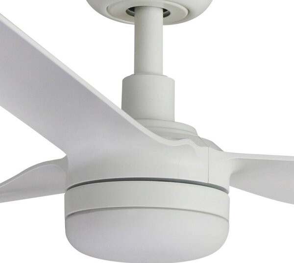 FARO BARCELONA LED stropní ventilátor Punt M, bílý, DC, tichý, Ø 130 cm,, stmívatelný, Bílá / opál, Obývací pokoj / jídelna, kov, Moderní